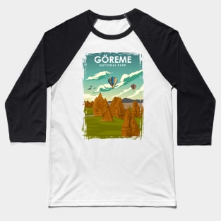 Goreme Minimal Retro National Park Travel Poster Turkey Baseball T-Shirt